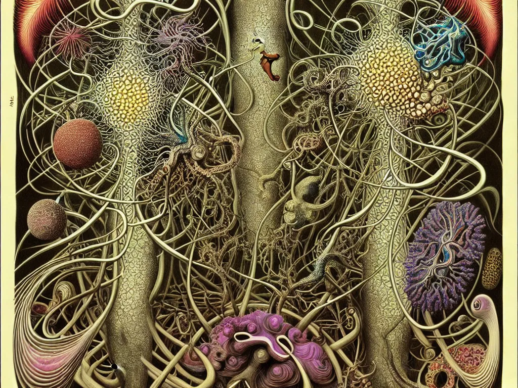 Image similar to neo surrealism, art by ernst haeckel and daniel martin diaz