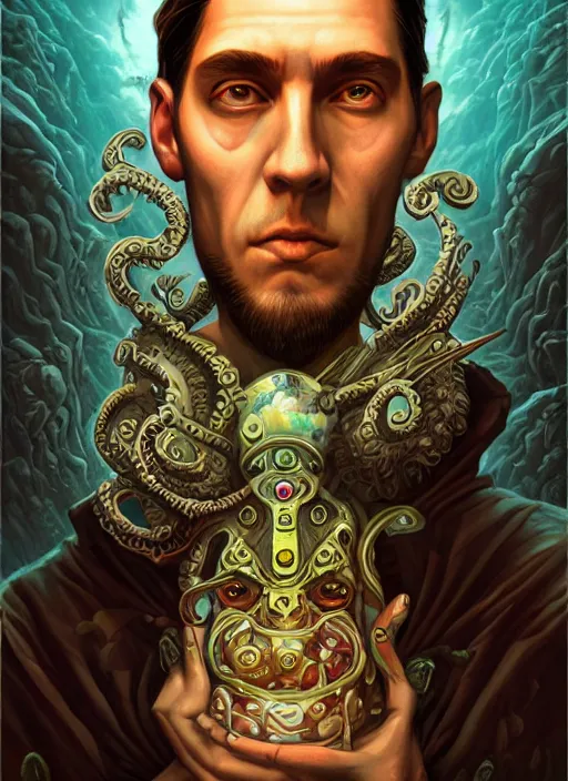 Prompt: lovecraft lovecraftian portrait of king arthur, pixar style, by tristan eaton stanley artgerm and tom bagshaw