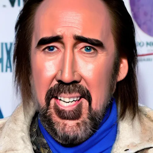 Prompt: nicholas cage with blue hair