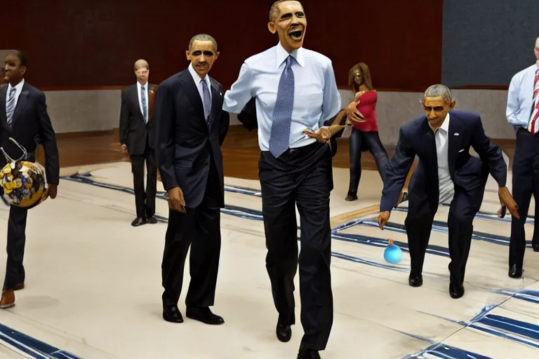 Image similar to obama going bowling