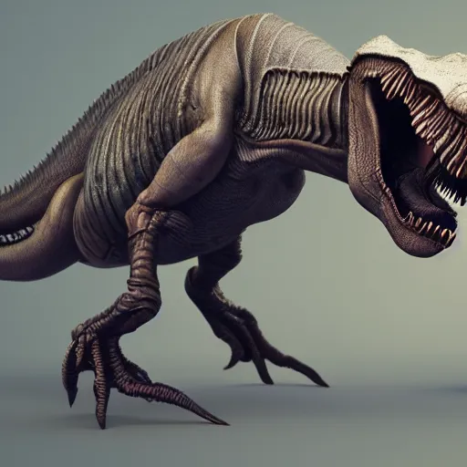 Prompt: an illustration of an alien fused with a t-rex, octane render, 3D, 8k, very detailed