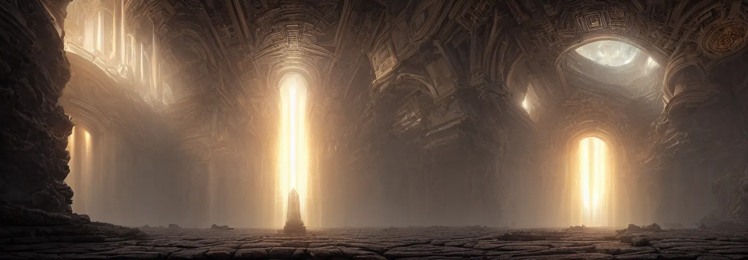 Prompt: entropia of universe epic cinematic massive fractal megastructure in the temple monumental architecture lava textures on the walls : big light rays from the windows : hyper realism : dark energy : unreal engine 5 : ue 5 : hyper realistic render : artstation : greg rutkowski : loish : ferdinand knab