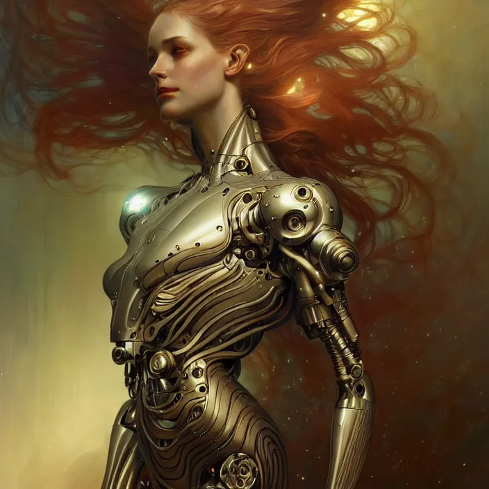 Image similar to organic cyborg, diffuse lighting, fantasy, intricate, elegant, highly detailed, lifelike, photorealistic, digital painting, artstation, illustration, concept art, smooth, sharp focus, art by John Collier and Albert Aublet and Krenz Cushart and Artem Demura and Alphonse Mucha