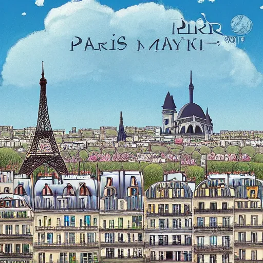 Prompt: Paris in the style of Hayao Miyazaki