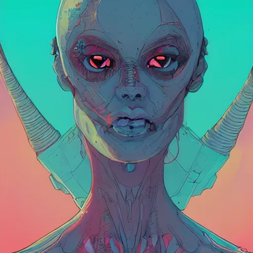 Image similar to comic book illustration, a study of an alien female, post grunge concept art by josan gonzales and wlop, highly detailed, intricate, sci-fiish, sharp focus, Trending on Artstation HQ, deviantart