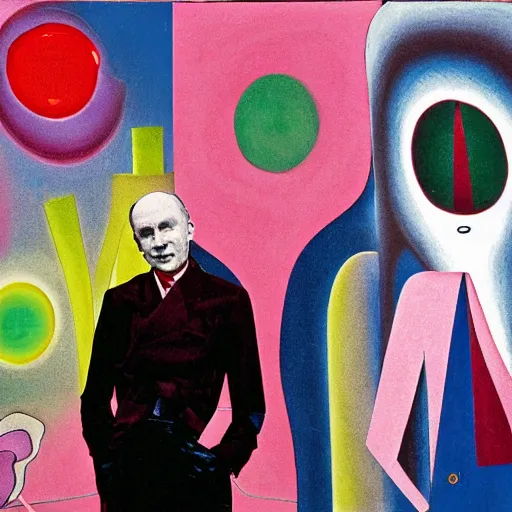 Prompt: a man about town by kenny scharf and johannes itten