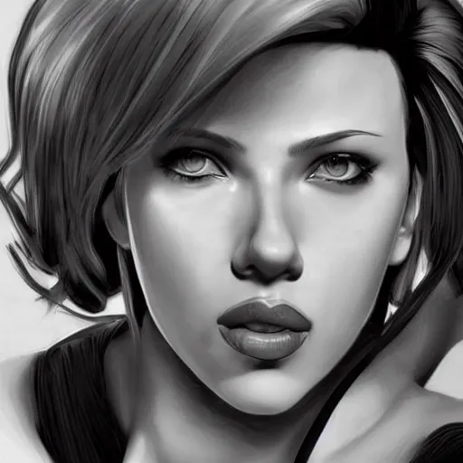 Image similar to Scarlett Johansson as Faye Valentine from Cowboy Bebop, photorealistic, cinematic, concept art, low contrast, realistic