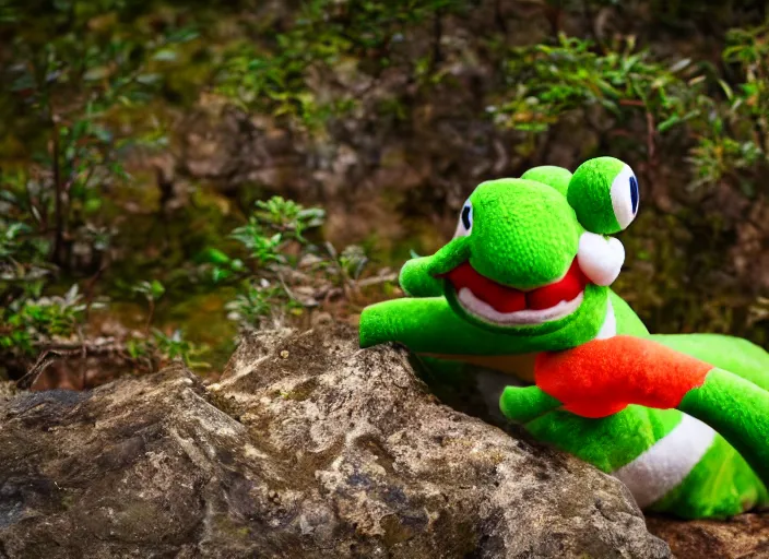 Image similar to national geographic wildlife photo of real life yoshi yoshi in real life in the wild, 8 k, 8 5 mm f 5. 6