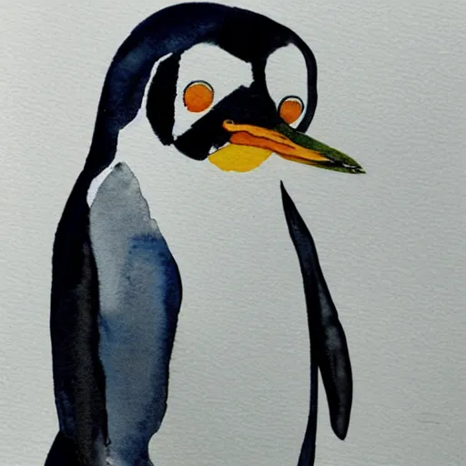 Image similar to Watercolor painting of a penguin