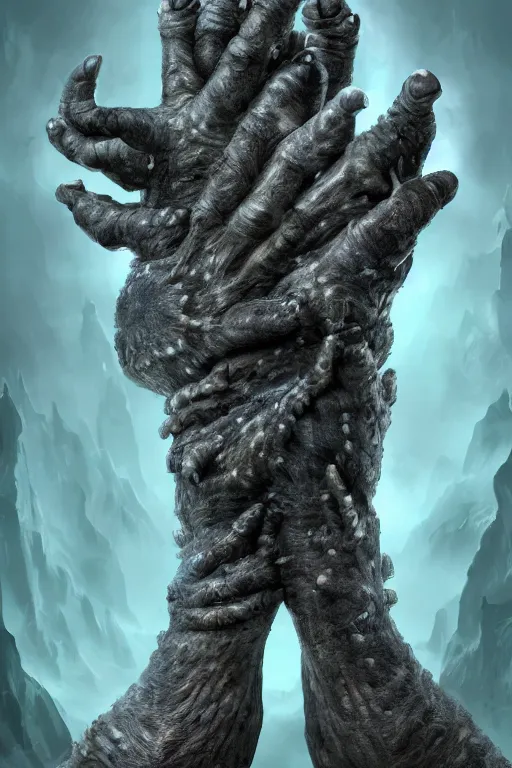 Prompt: A creature made out of hands, 4k UHD, desktop wallpaper, top image of all time on /r/ImaginaryMonsters subreddit