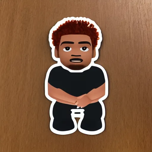 Prompt: a memoji sticker of a cool black guy with freckles and frizzy red hair