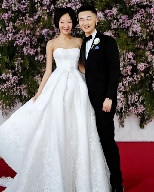 Image similar to justin sun wearing beautiful wedding dress