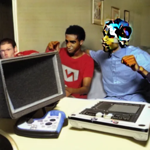 Prompt: Obama playing Super Smash Bros. Melee on Gamecube ,-W 704