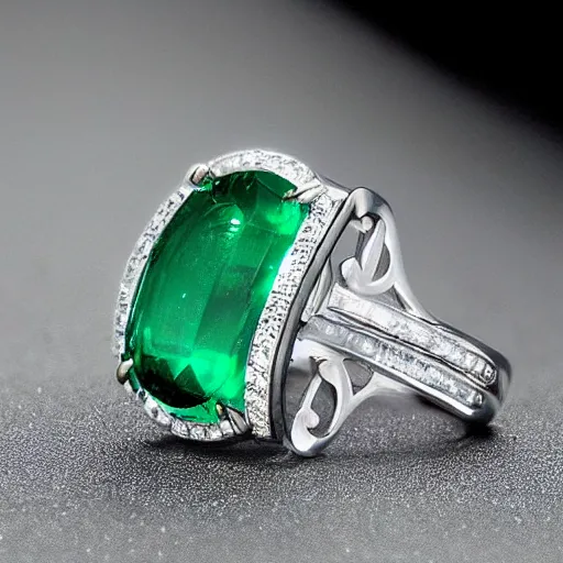 Image similar to emerald music note, jewels , gems, silver