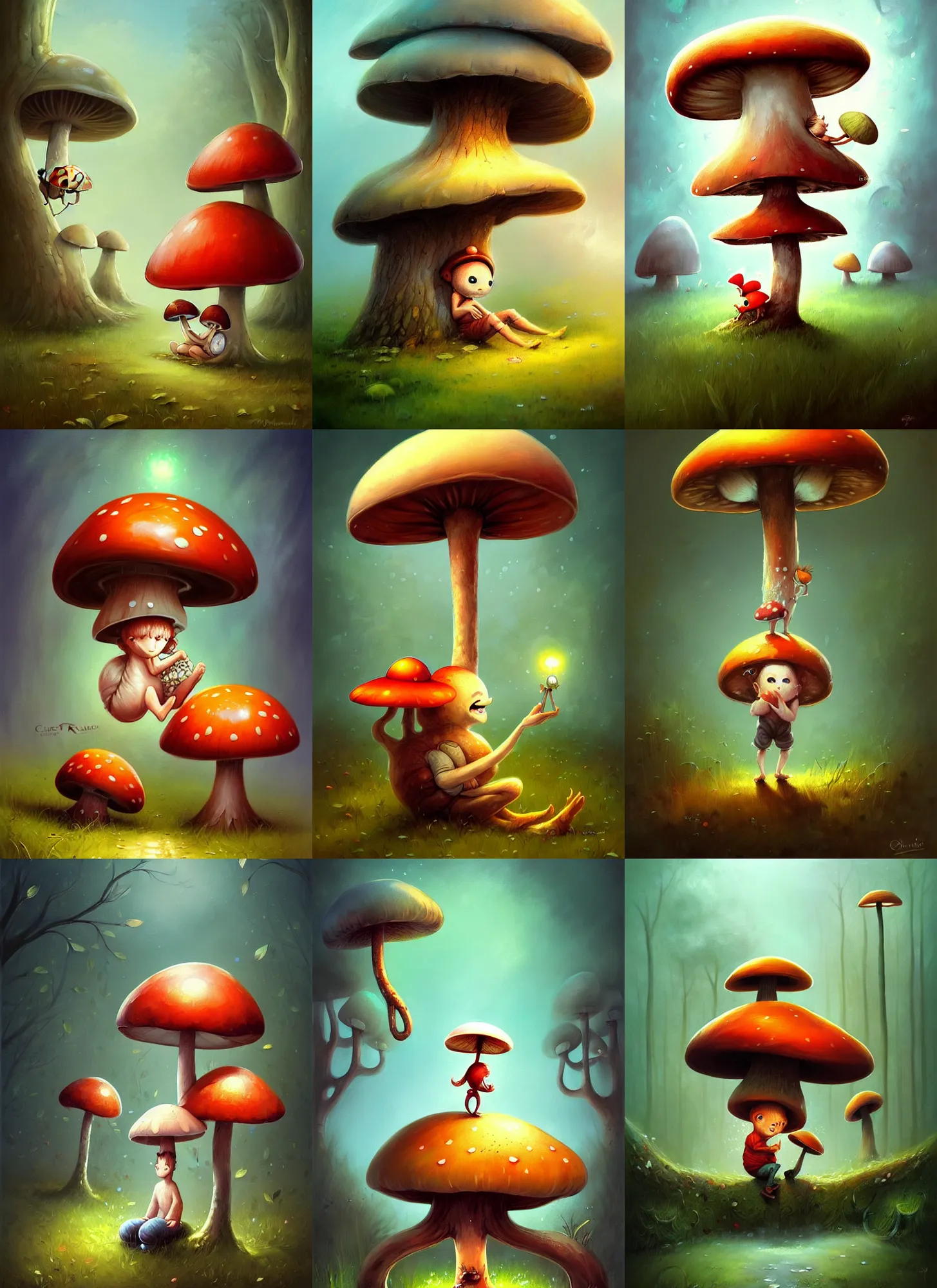 Prompt: a cute cute cute mushroom male, an illustration by esao andrews, cyril rolando and goro fujita, deviantart, fantasy art, storybook illustration, oil on canvas