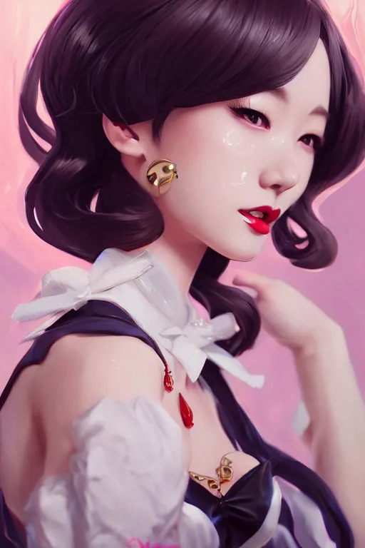 Image similar to a pin up and beautiful fashion charming dreamlke japan girl with lv jewelry, character art, art by artgerm lau and wlop and and ilya kuvshinov and john singer sargent, hyperdetailed, 8 k realistic, symmetrical, frostbite 3 engine, cryengine, dof, trending on artstation, digital art