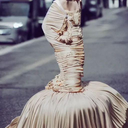 Image similar to gown made of 🪲 !! studio photo, street style, high fashion, backlit, Alexander mcqueen, Vivienne Westwood, Oscar De la Renta, Dior, magazine photo shoot, fantasy lut,