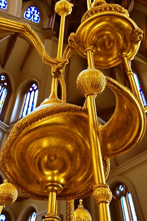 Prompt: photo inside a church, golden ornaments highly detailed