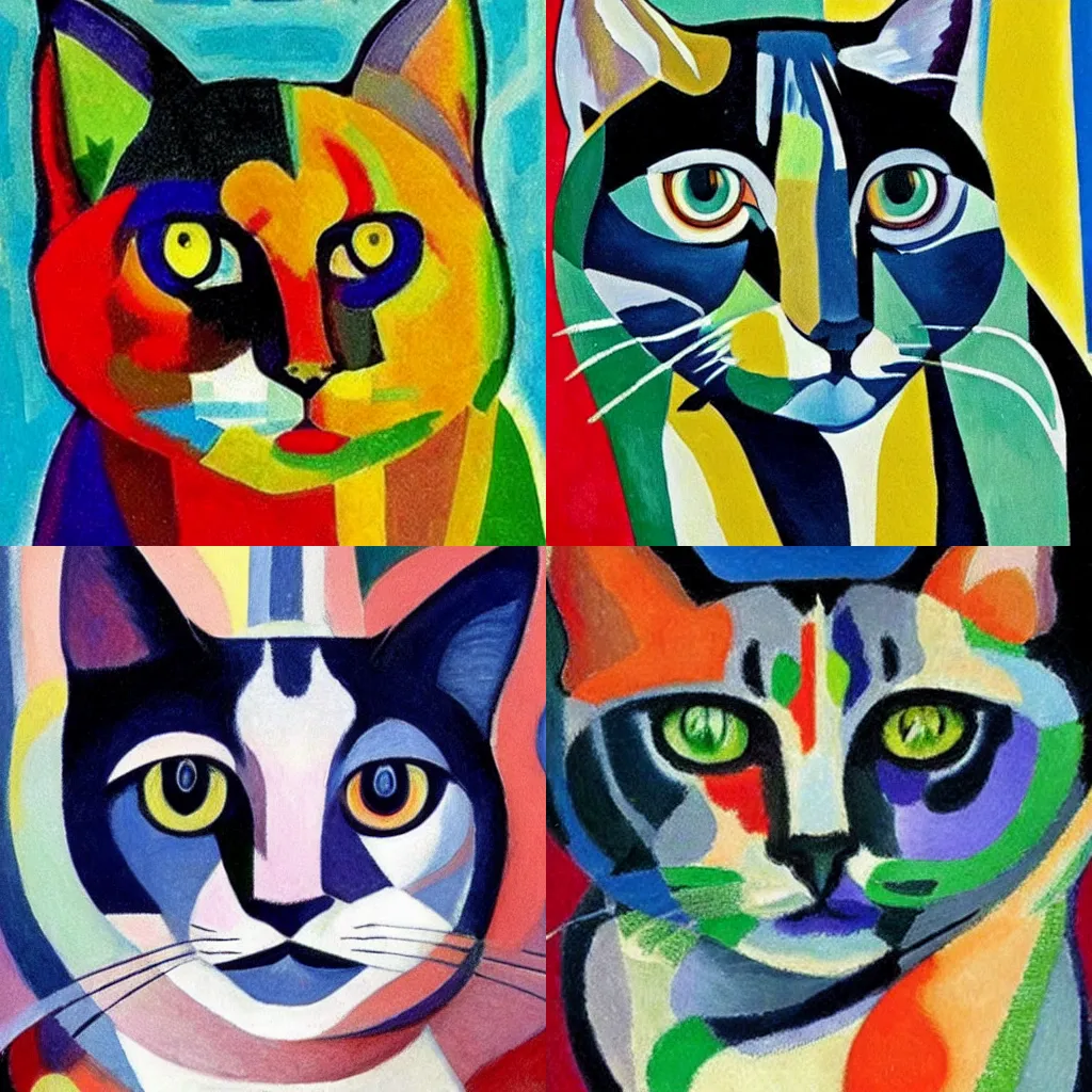 Prompt: robert delaunay portrait cat beautiful