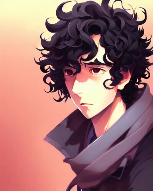 Prompt: guy with midlength black curly hair, portrait shinkai makoto studio ghibli studio key hideaki anno sakimichan stanley artgerm lau rossdraws james jean marc simonetti elegant highly detailed digital painting artstation pixiv