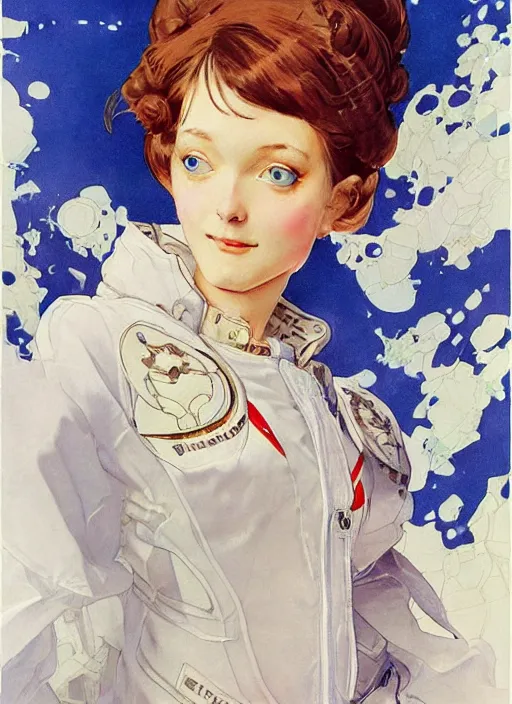 Prompt: a copic maker art nouveau portrait of a russian girl finely detailed features wearing an evangelion pilot suit designed by balenciaga by john berkey, norman rockwell akihiko yoshida