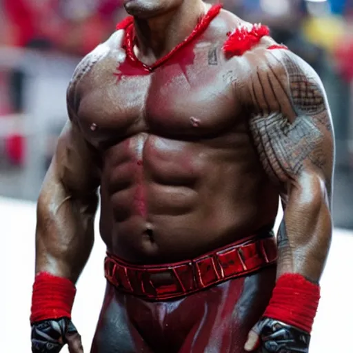 Prompt: Dwayne Johnson as Kane big red machine