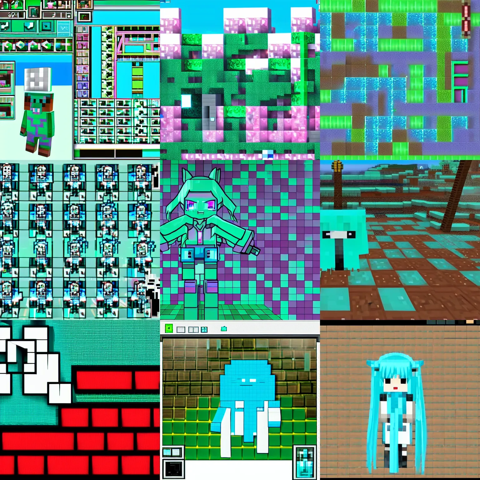 Prompt: hatsune miku programming minecraft