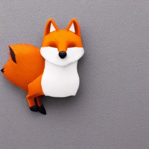 Prompt: very cute detailed matte colored 🦊 fox emoji made of clay, looks like ios emoji, 3D render, perspective white background