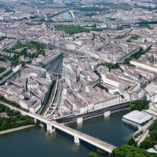 Prompt: Courbevoie viewed from a plane