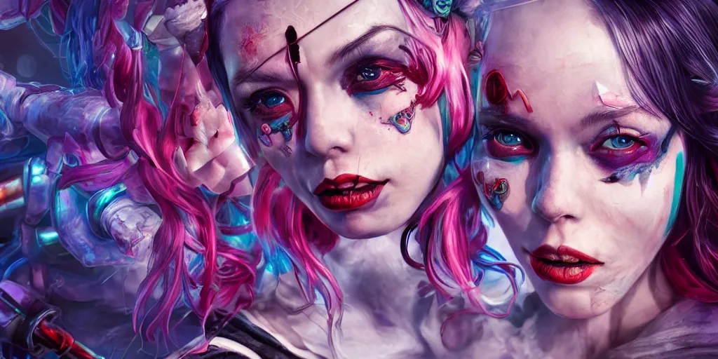 Image similar to dreamscape, harley quinn, ross tran, vivid colors, anatomical, highly detailed sculpture, intricate detailed, ommatidia, 8 k, cinematic atmosphere, post - processing