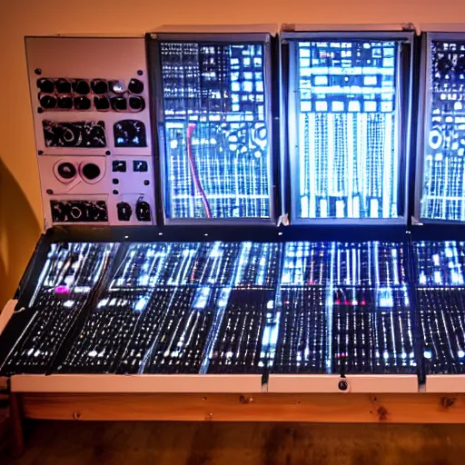 Image similar to a spaceship made out of modular synthesizers