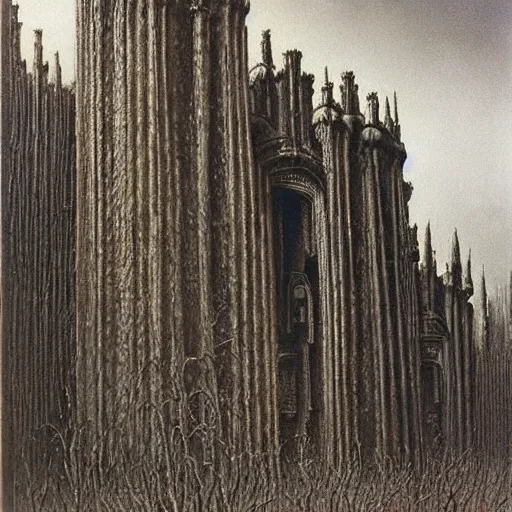 Image similar to city, art by zdzisław beksinski, surrealism, gothic, romanticism, symbolosm, baroque, expressionism, formalism