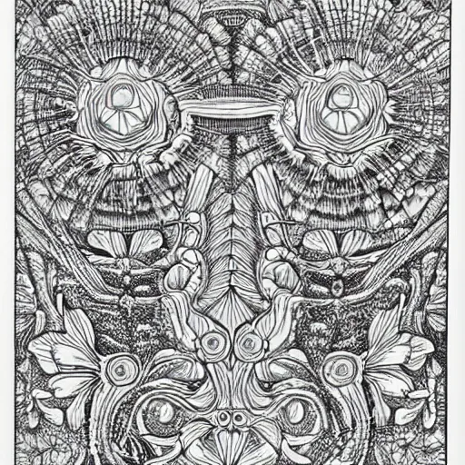 Prompt: picture from a children's coloring book, made by ernst haeckel