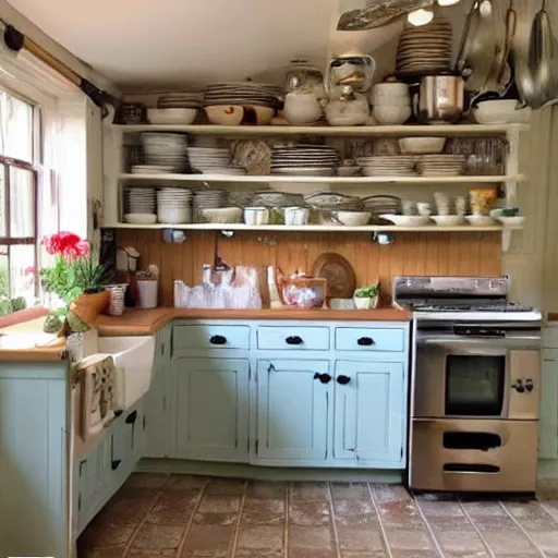 Prompt: a cute country bunny's cottagecore style kitchen