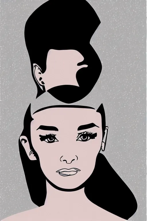 Prompt: digital illustration of Audrey Hepburn by Patrick Nagel artist