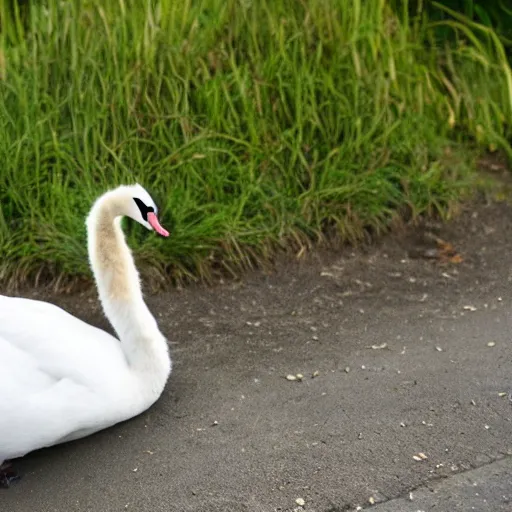 Prompt: cat ( ( swan ) ) hybrid near the beach, national geographic