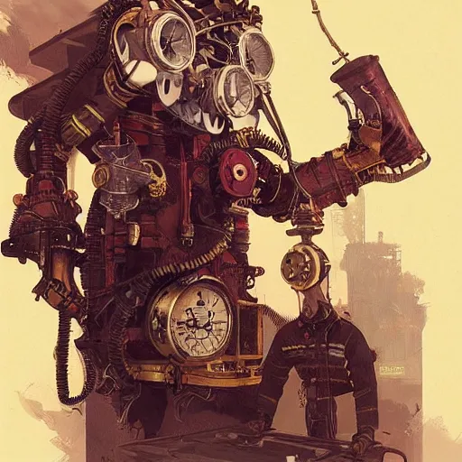 Prompt: Steve Buscemi as a steampunk firefighter, intricate, highly detailed, digital painting, artstation, concept art, sharp focus, illustration, art by greg rutkowski and alphonse mucha