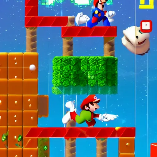 Image similar to screenshot from mario game dwayne the rock johnson as mario