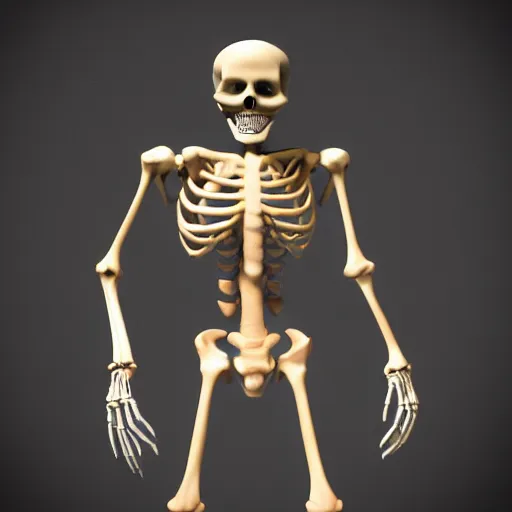 Image similar to A skeleton in the game Super Mario 64, unreal engine, highly detailed, 8k, vray
