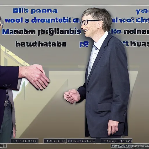 Prompt: bill gates invested in marijuana drug buisness, bill gates shaking hands with marijuana drug lord, real event, historical event, realistic, hdr, clear image, hdd, dynamic lighting,