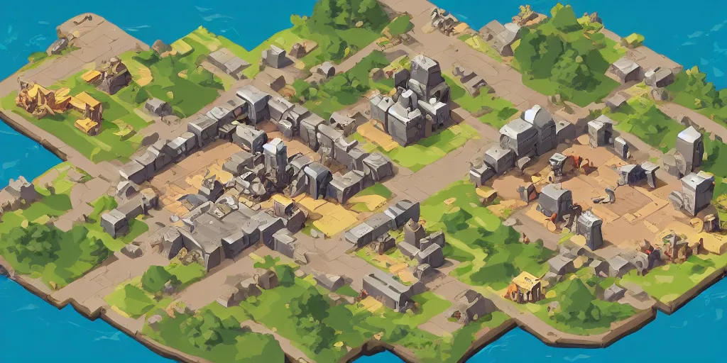 Image similar to A high detailed isometric vector art presenting an aerial view of a RPG room by Transistor, dofus, Bastion, pyre, hades, Patreon content, containing tables and walls, HD, straight lines, vector, grid, dnd map, map patreon, fantasy maps, foundry vtt, fantasy grounds, aerial view ,dungeondraft , tabletop, inkarnate, dugeondraft, roll20