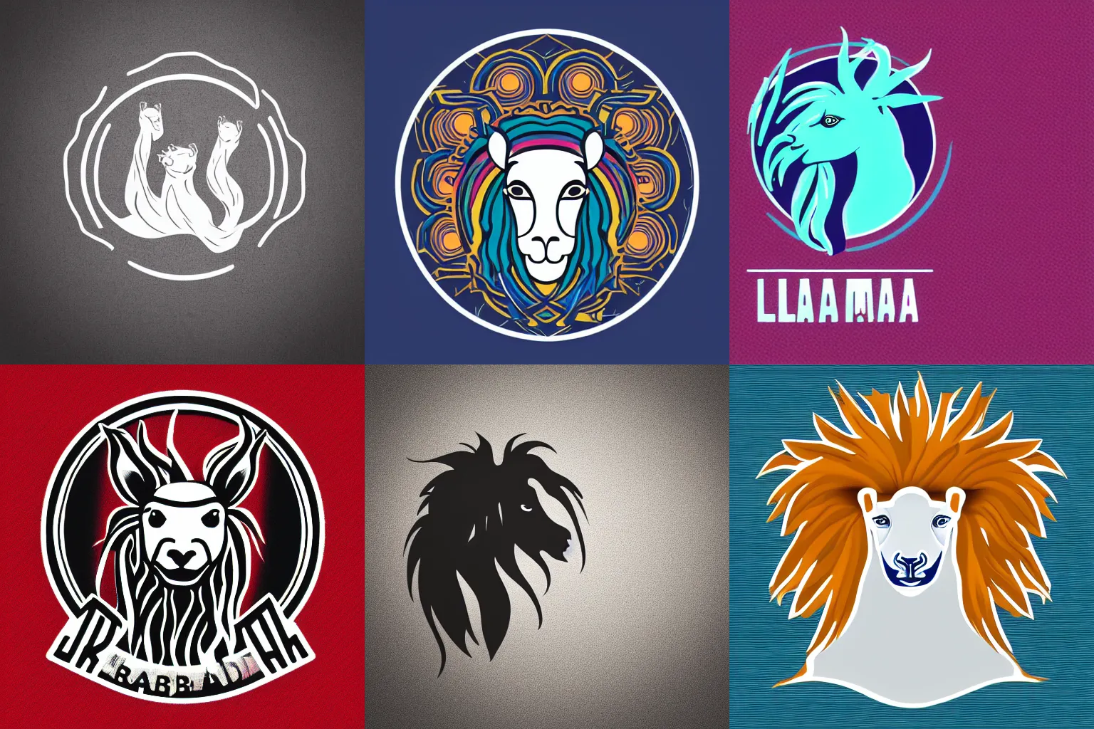 Prompt: logo in abstract style, lama with dreadlocks