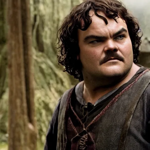 Prompt: Jack Black as Frodo