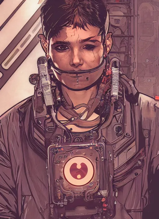 Image similar to cyberpunk eye surgeon. portrait by ashley wood and alphonse mucha and laurie greasley and josan gonzalez and james gurney. splinter cell, apex legends, rb 6 s, hl 2, d & d, cyberpunk 2 0 7 7. realistic face. character clothing. vivid color. dystopian setting.