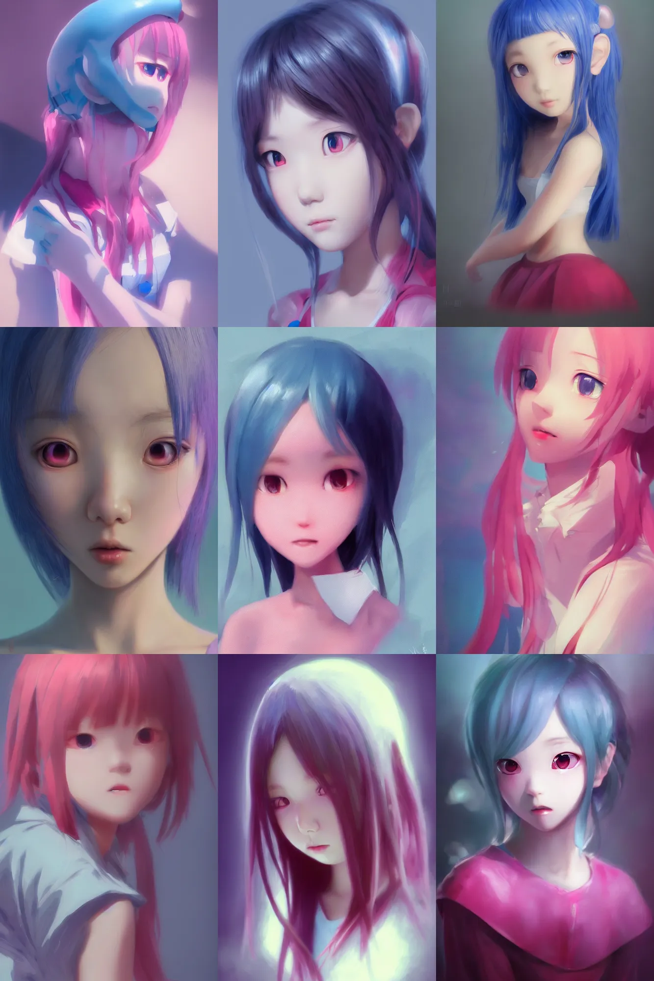 Prompt: 3d infrared octane render concept art by D. Jun, by Mo Xiang Tong Xiu, by Igarashi Daisuke, cute beauty minimalist portrait anime sad schoolgirl under dark pink and blue water. beautiful and cutest sad face. dramatic deep light, trending on artstation, oil painting brush