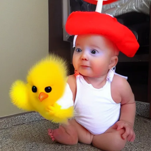 Image similar to cute baby chick dressed as an inmate