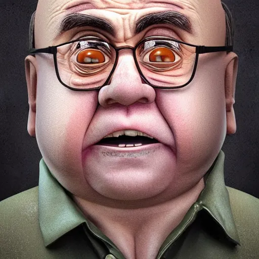 Prompt: hyperrealistic mixed media realistic sculpture of danny devito in ghostbusters, stunning 3 d render inspired art by xiang duan and thomas eakes, perfect facial symmetry, hyper realistic texture, realistic, highly detailed attributes and atmosphere, dim volumetric cinematic lighting, 8 k octane detailed render, post - processing, masterpiece,