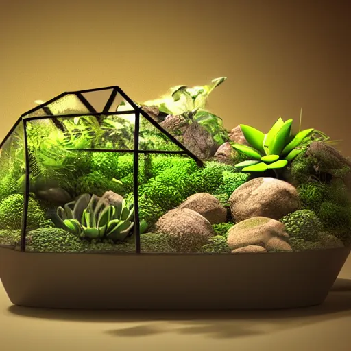 Prompt: terrarium octane render