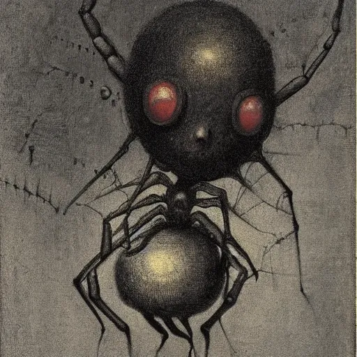 Image similar to spider baby, by Odd Nerdrum, by Odilon Redon, by, M.C. Escher, beautiful, eerie, surreal, colorful