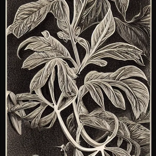 Image similar to highly detailed decorative engraving of acanthus plant